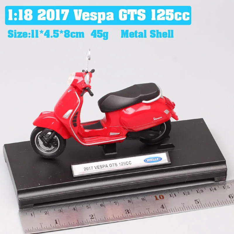 2017 GTS 125cc Red 1:18 весы piaggio vespa скутер 98 PK 125 GTR P150X 300 MP5 Primavera GTS мото rcycle мото велосипед литые автомобили игрушки модель детей - Цвет: 2017 GTS 125cc Red