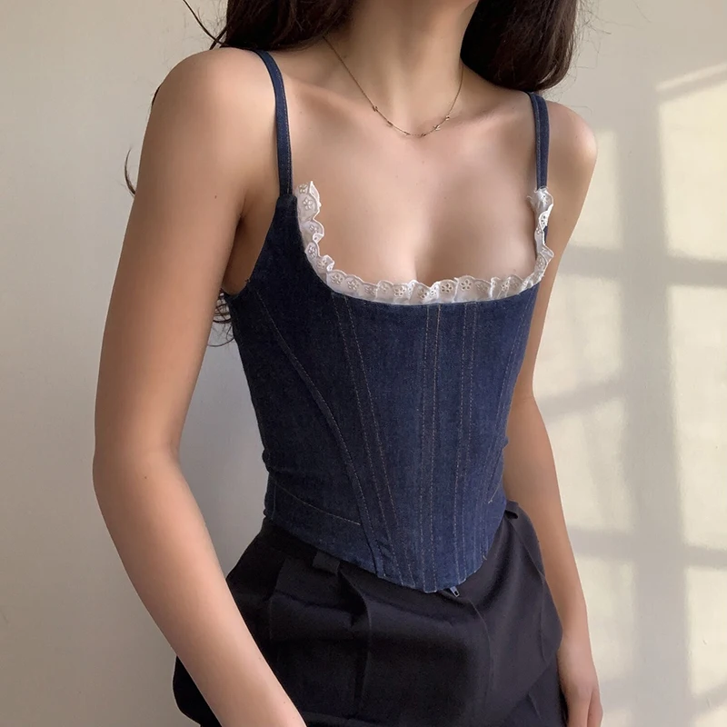 

2021 New YK2 Corset Suspender Waistcoat Summer Fishbone Bra European And American Fashion Sexy Jeans Suspender Shirt
