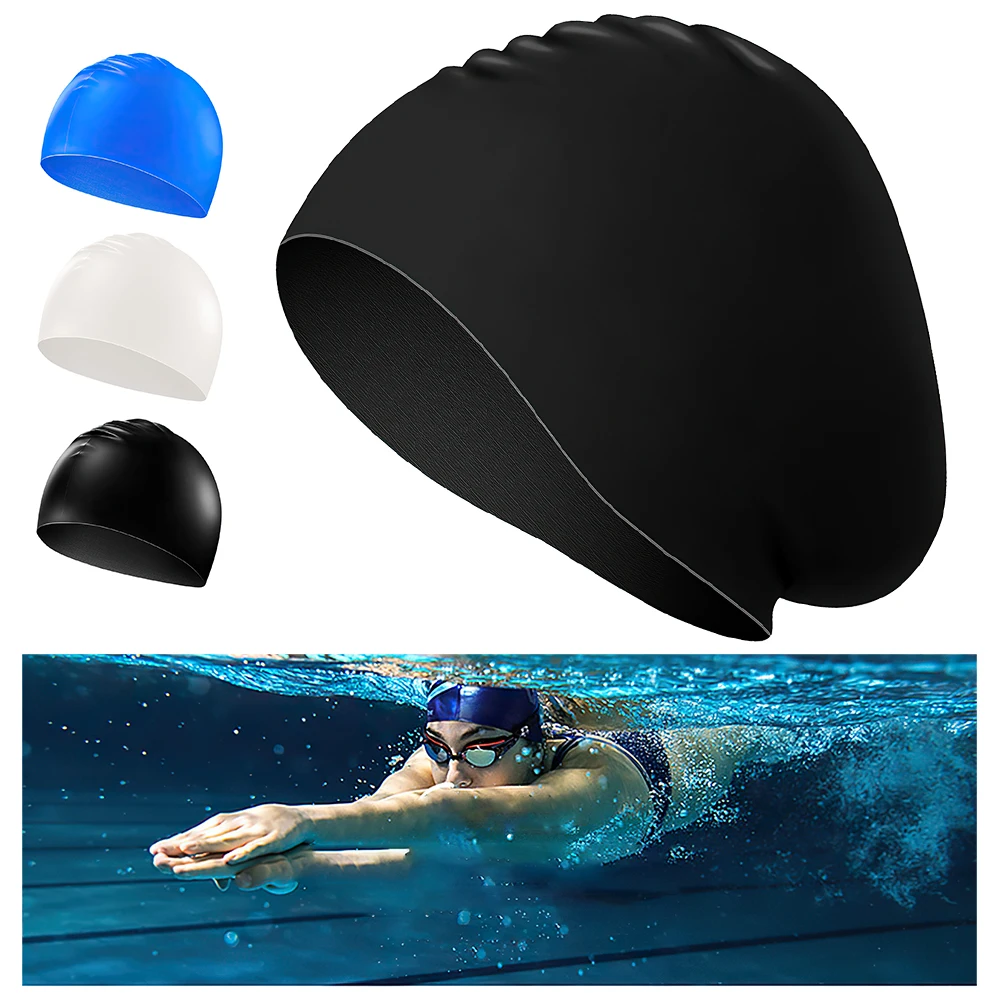 

Swim Cap Adult Silicone No-Slip Swimming Caps Waterproof Long Hair Unisex Pool Hat for Women Men Adult Youths Kids Diving Hat