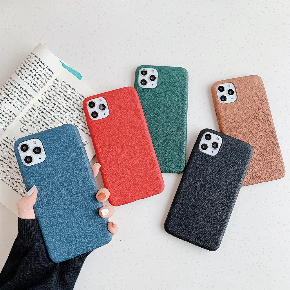 Однотонный чехол для телефона из искусственной кожи iPhone 11 Pro Max XR X XS 7 8 6S Plus