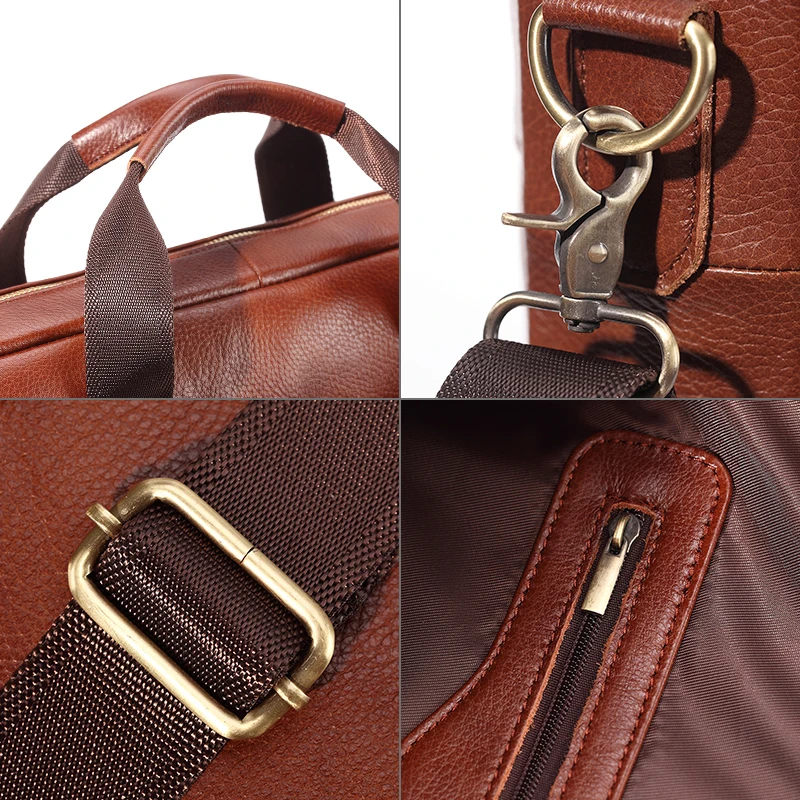 brand genuine leather travel bag men cowhide leather laptop bags a4 office briefcases male leather shoulder bags totes free global shipping