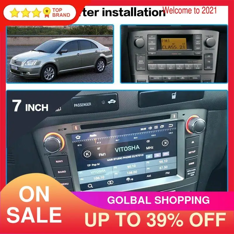 Автомобильный DVD плеер PX6 Android 10 0 4 + 64 ГБ для Toyota Avensis 2002 2008 T250 GPS навигация