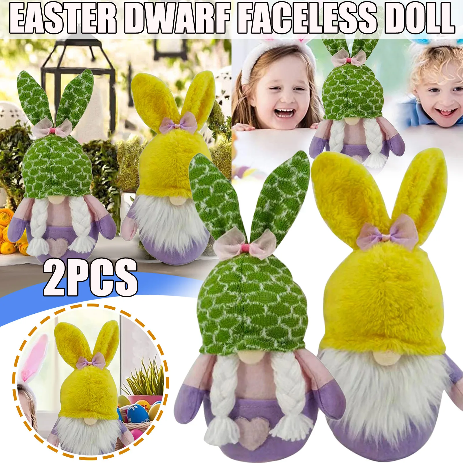 

2PCS Faceless Dolls dwarf plush Easter home decoration accessories ozdoby do pokoju Kids Gifts Room Decorations Home Decor 2021