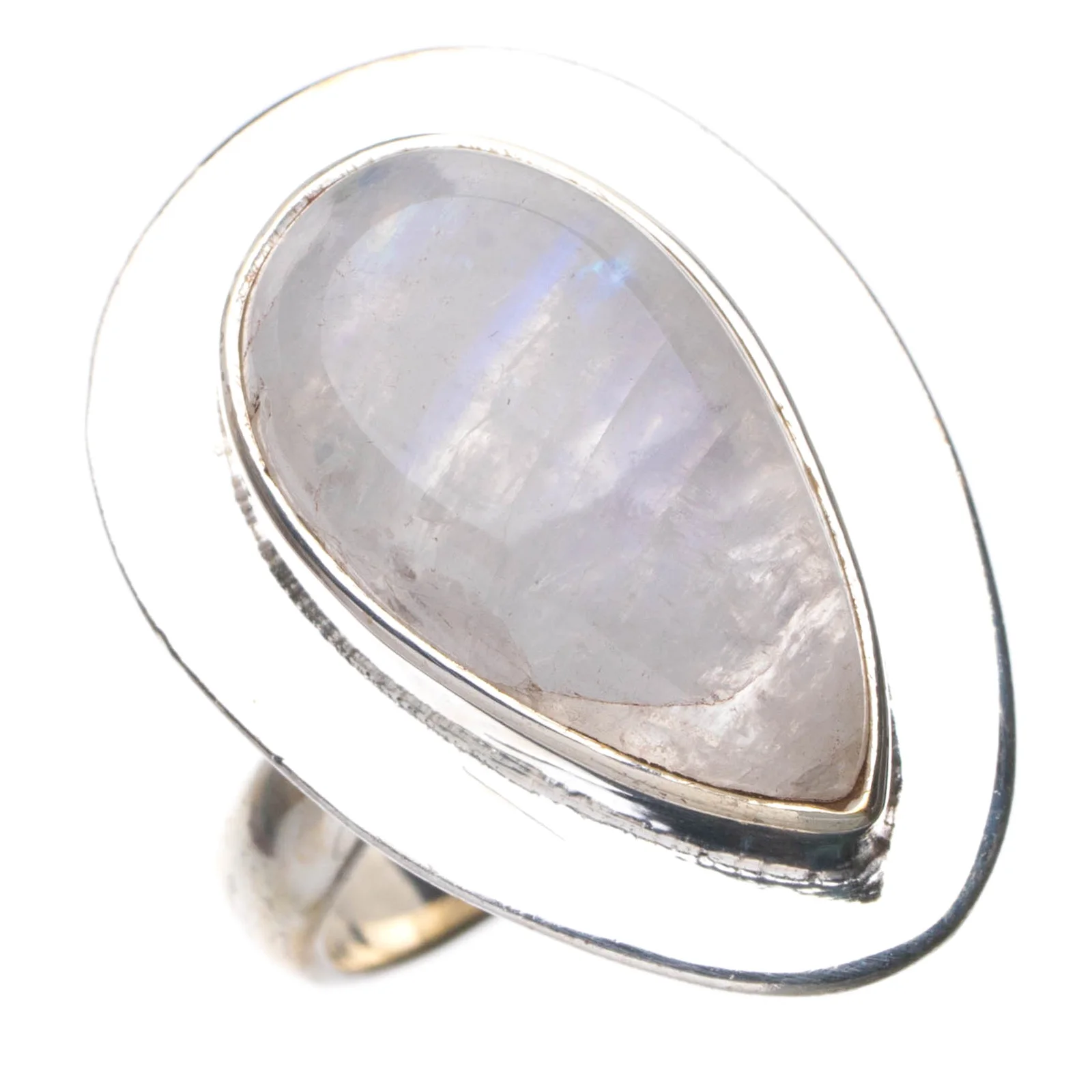 

StarGems натуральный цвет радуги лунный камень ручной работы 925 пробы Серебряное кольцо 6,5 E3203