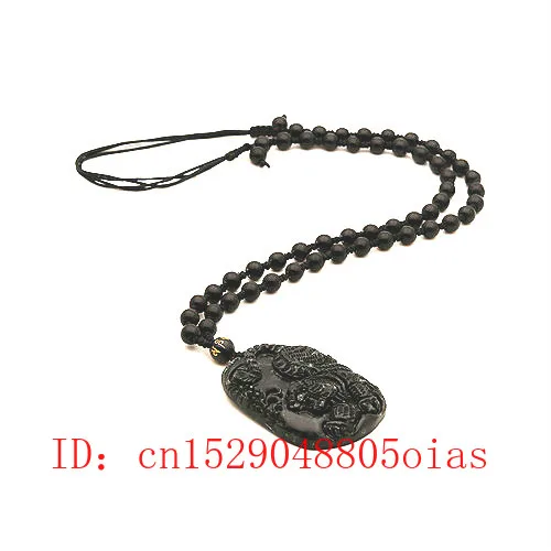 Китайский натуральный черный зеленый нефритовый Тигр кулон бусы ожерелье