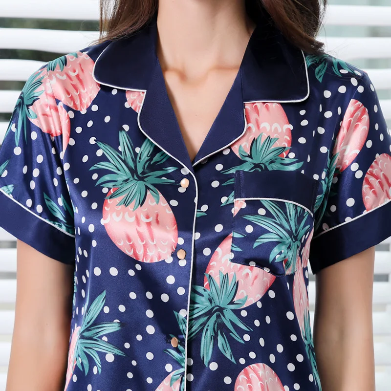 Женский вискозный пижамный комплект из 2 предметов с принтом ананасов пикантная