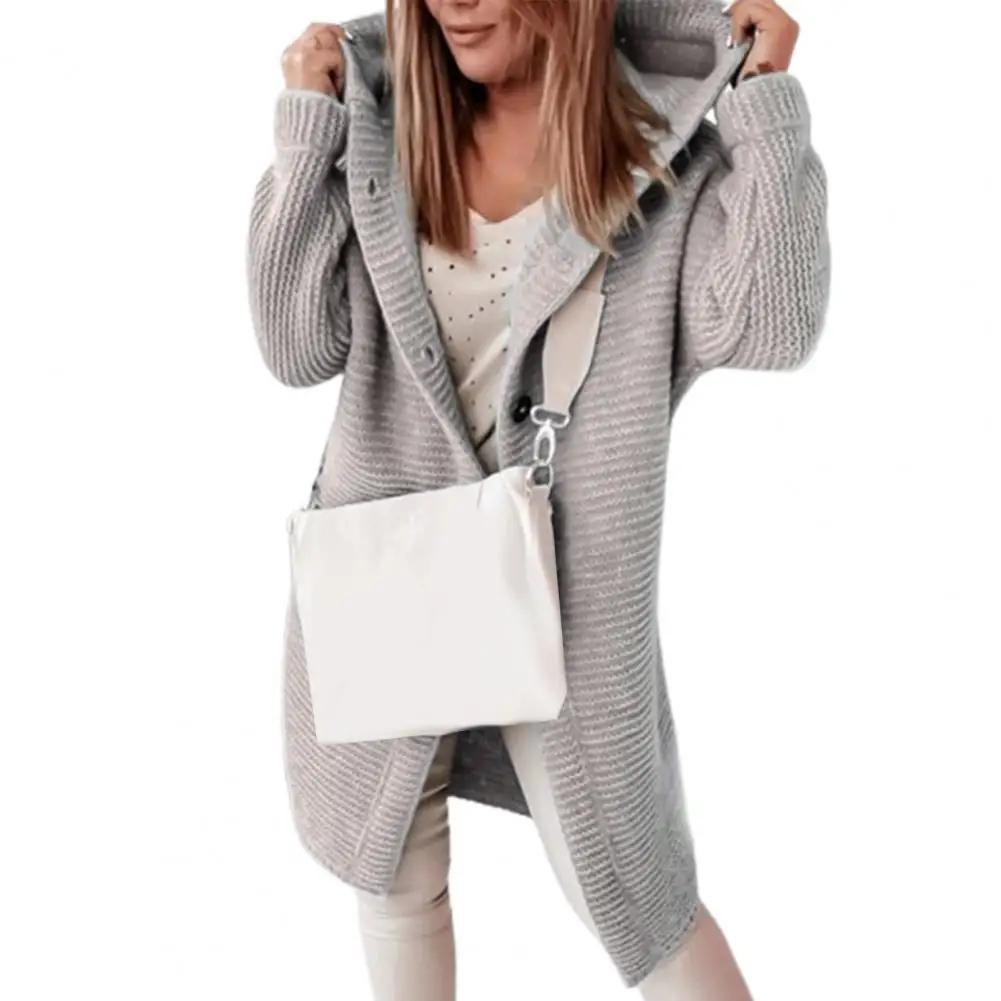 Зимний женский вязаный кардианский свитер толстовки Женские однотонные