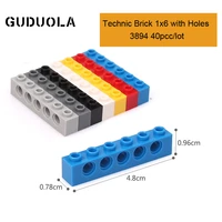 guduola toys parts 3894 brick 1x6 with holes building block moc parts creative toys compatible all brand 40pcslot