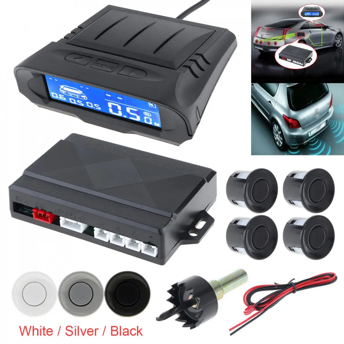 Универсальный цифровой автомобильный монитор парковочный датчик с 4 датчиками