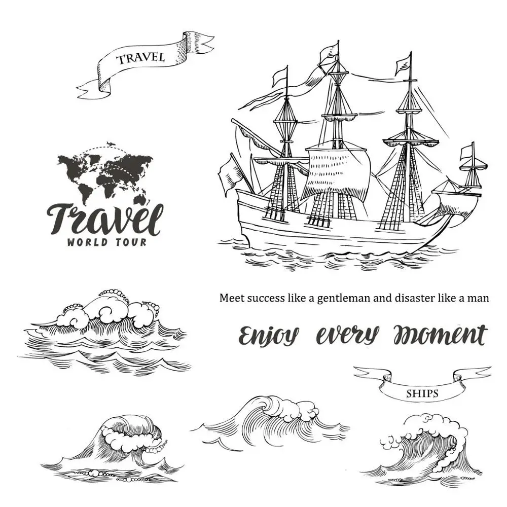 

DABOXIBO Sea Boat Clear Stamps Mold For DIY Scrapbooking Cards Making Decorate Crafts 2020 NEW Arrival