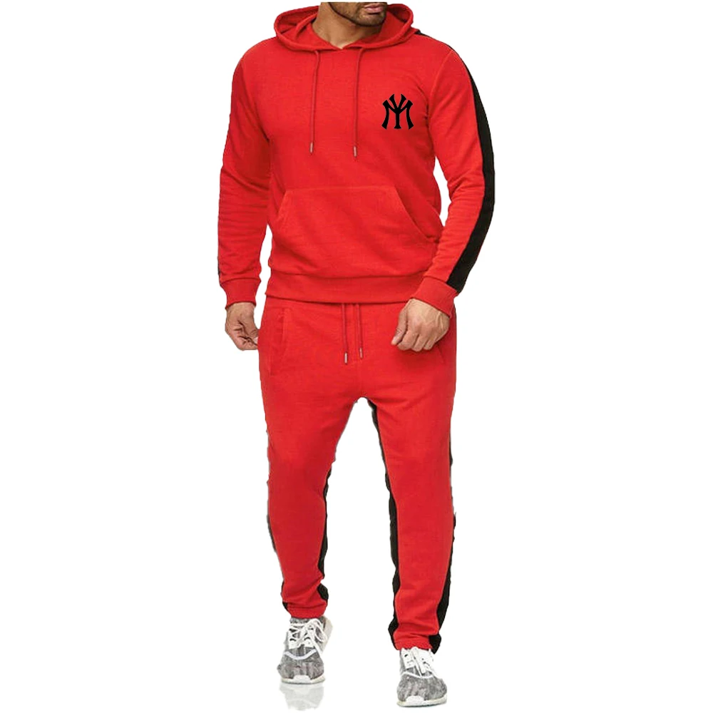 

Спортивный костюм мужской из 2 предметов, Свитшот и брюки, брендовая одежда для бега, Осень-зима