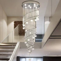 k9 crystal led modern simple compound staircase chandelier villa rotary staircase apartment crystal chandelier long chandelier