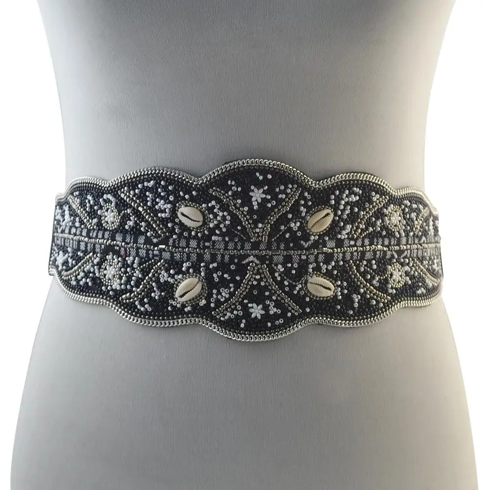 Boho Ethnic Vintage Handmade waistband Shell Leaf black body chain Street shooting Popular Waist Belt Belly Chains Jewel |