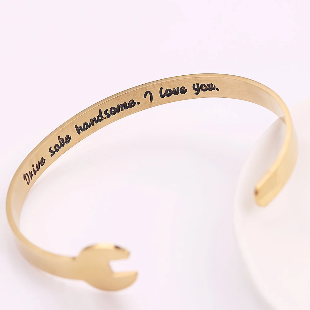 Drive safe красивый I love you Открытый Браслет-манжета из нержавеющей стали отвертка