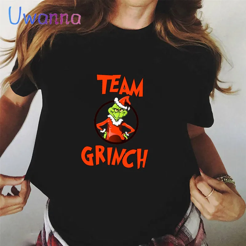 Забавная футболка Grinch Женская Милая с надписью женские белые топы принтом в