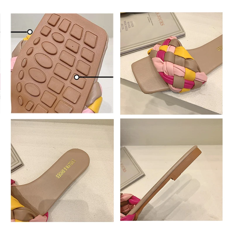 

Summer Women Home Slippers 2021 Ladies Fashion Mixed Colors Flats Shoes Indoor Slides For Women Shoes Female Flats Flip Flops