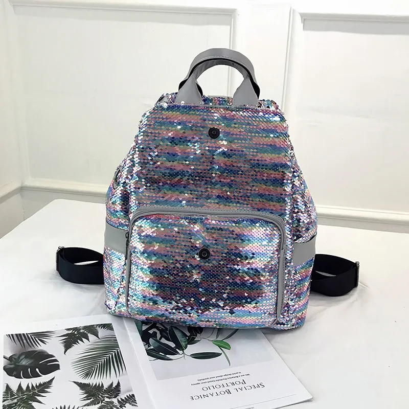 Женский рюкзак с блестками модный в Корейском стиле для студенток небольшой