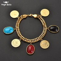 length1921cm turkey coin bracelet for women gold color turks simgesi osmanli turasi muslim islam bangle arab allah jewelry