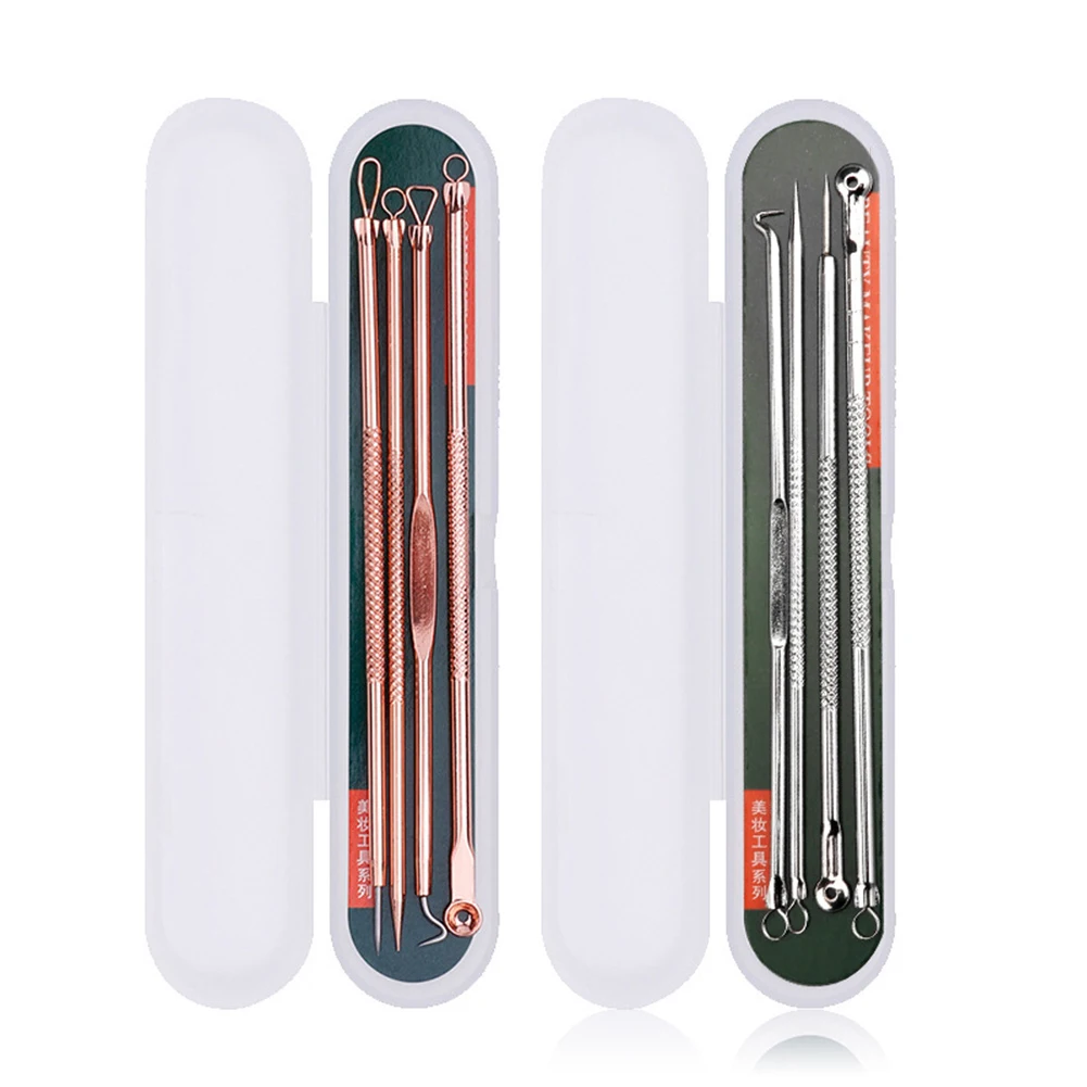 

4pcs Practical Durable Acne Needle Kit Stainless Steel Blackhead Pimple Remover Pore Cleaner Squeeze Tools Spot Cleaning Needle