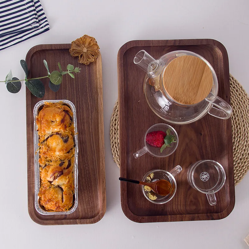 Тарелка из массива ореха круглая деревянная тарелка поднос для хранения стейков