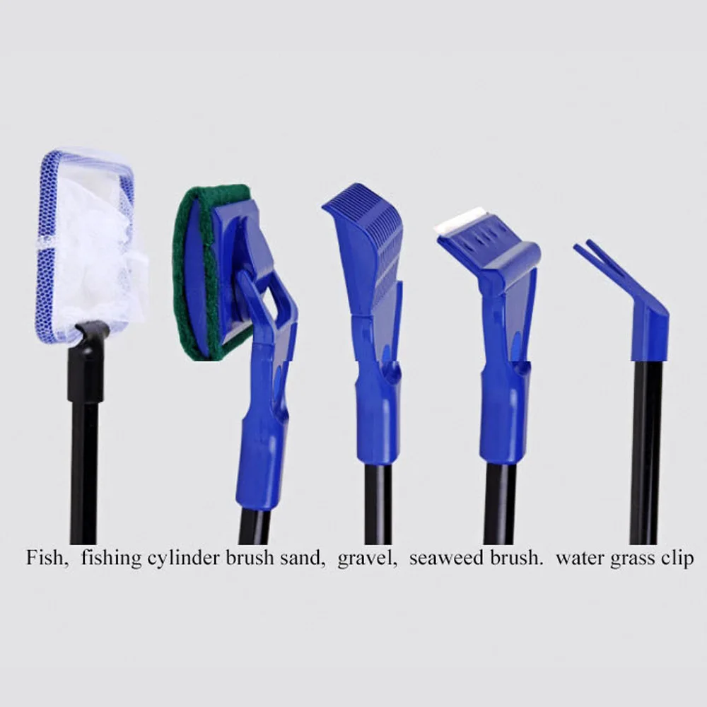 

5 in 1 Aquarium Cleaning Tools Fish Net Gravel Rake Algae Scraper Fork Sponge Brush Glass Cleaner Aquarium Tank Clean Set