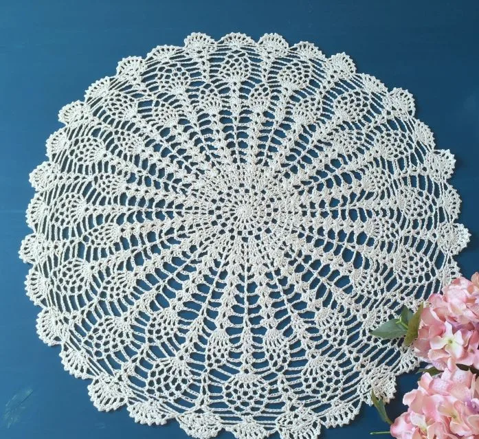 Скатерть из 100% хлопка ручная вязка крючком 50x50 см круглый стол бежево-белая