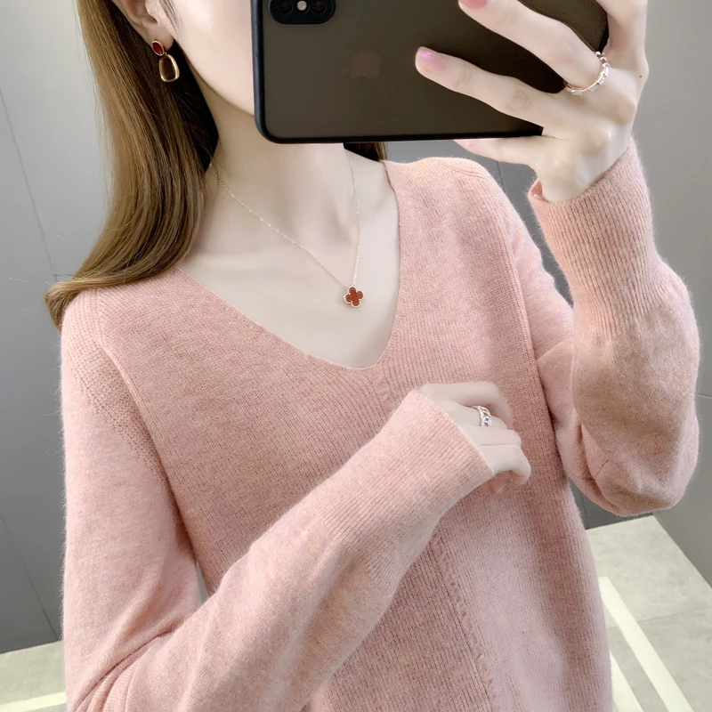 

В комнате 213262, № 1 небольшая полка для комнаты 】 однотонная вязаная верхняя одежда без подкладки с воротником и V-образным вырезом [1220] 42