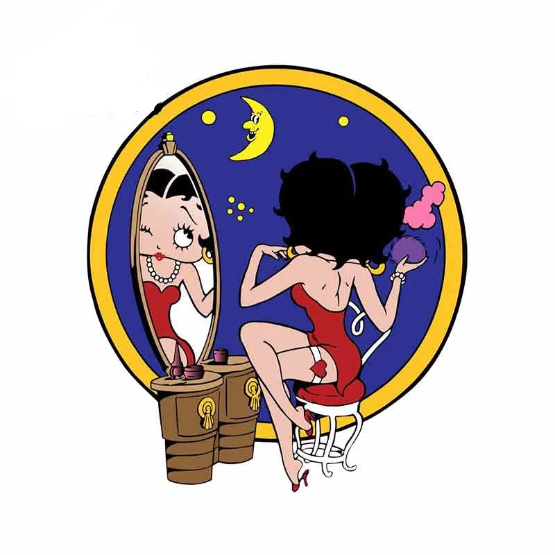 

Hot Selling Sexy Anime Betty Boop Looking In The Mirror Motorcycle Car Bumper Window Stickers Personality Creative Vinyl Decal