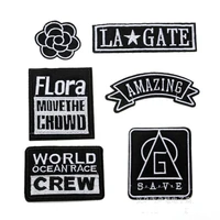 100 pcslot embroiderypatches black flower letter for shirt bag clothing decoration accessories badges backpack iron applique