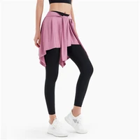 high waist skirt women thigh length slimming lace up one piece skirt yoga skirt student safety short