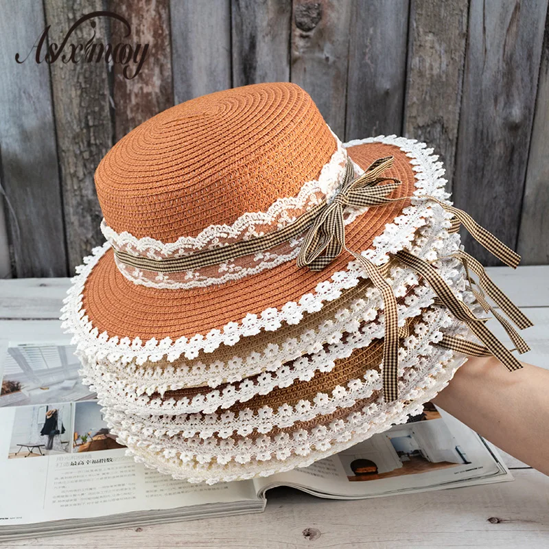 Летние солнцезащитные шляпы для женщин шляпа с блестками плоский топ полями