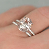 huge morganite 2 pcs size 6 10 birthday party engagement gifts ring women rose gold color alloy rings anniversary