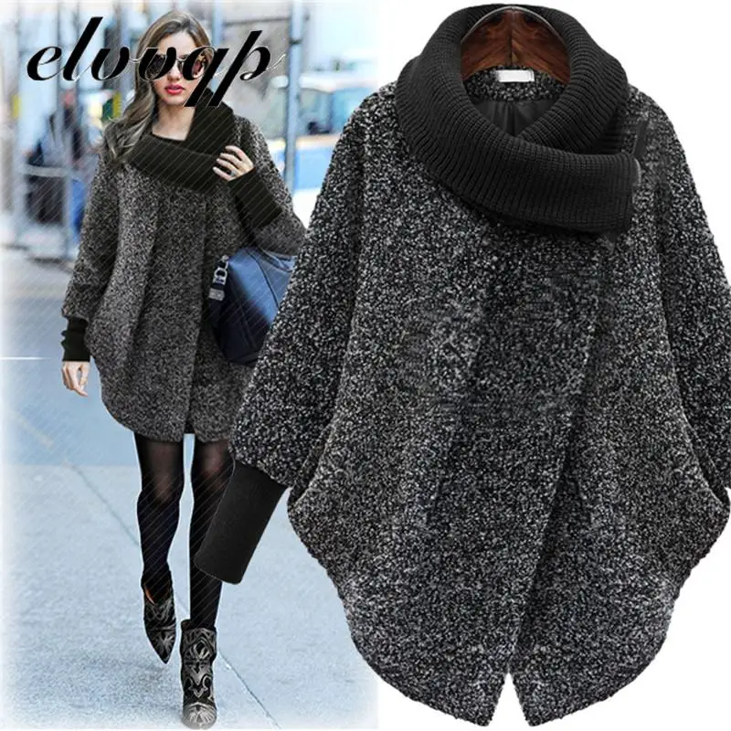 Женское шерстяное пальто S-5xl большого размера сезон осень-зима 2020 вязаная