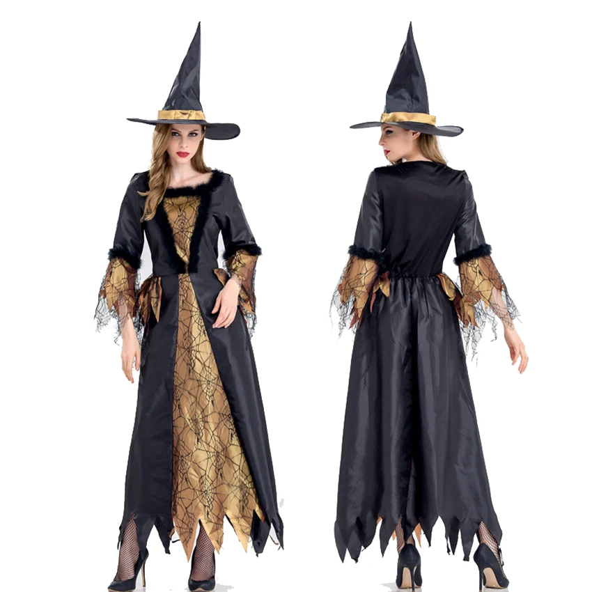 Костюмы ведьмы черный королевы на Хэллоуин одежда сексуальная ужас костюмы для