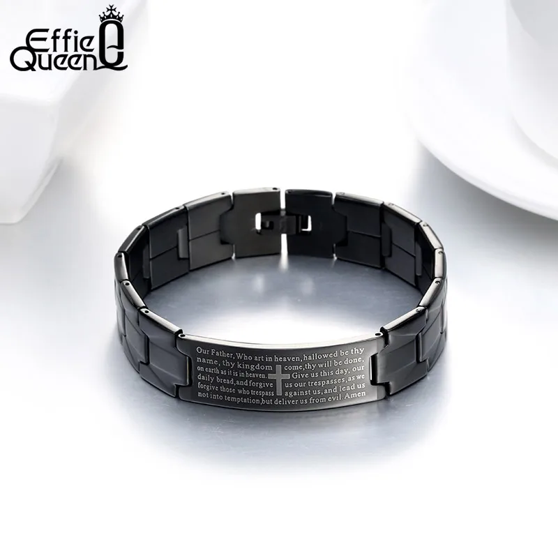 Модный мужской браслет Effie Queen из нержавеющей стали и браслеты с крестом шириной 16