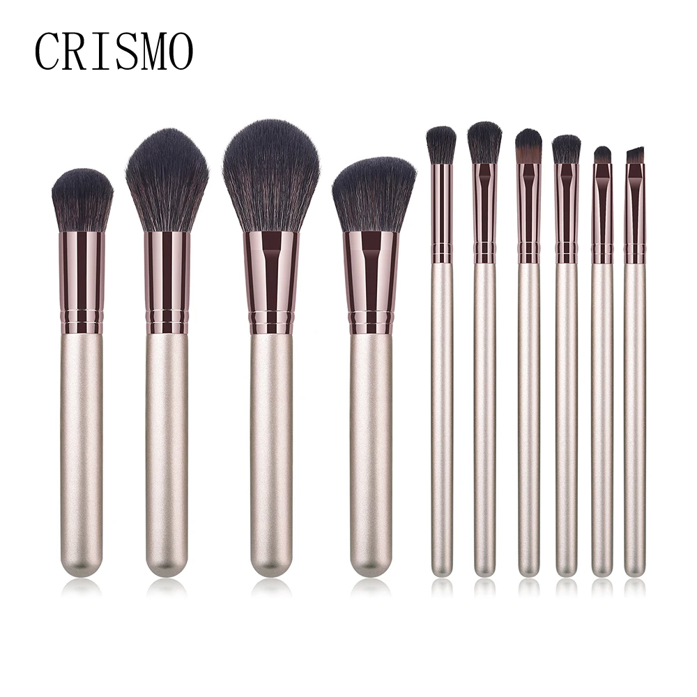 

Набор кистей для макияжа CRISMO с деревянной ручкой, набор из 10 предметов для нанесения основы, пудры, румян, теней для век, смеси губ