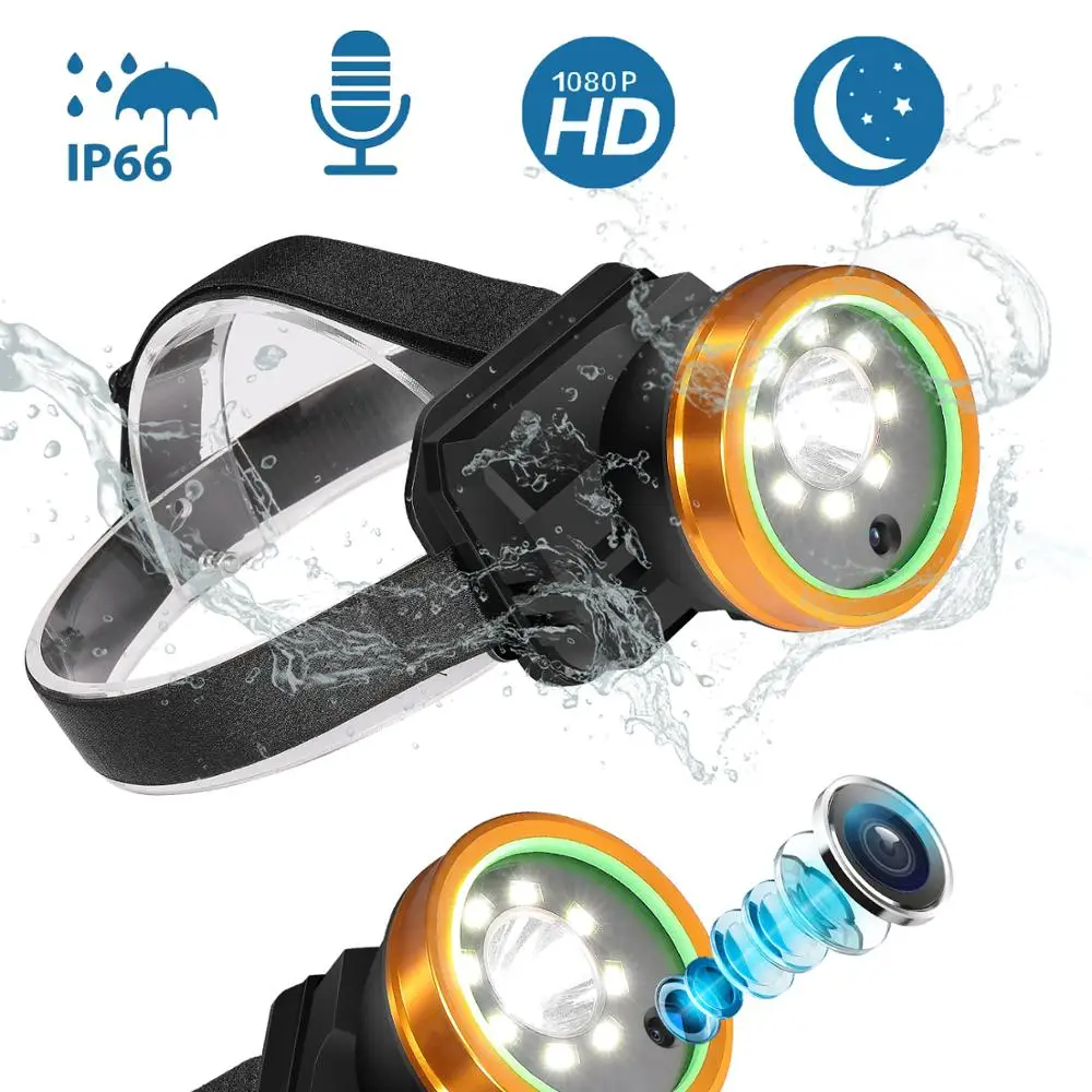 2 in 1 Night Vision LED Wearing Light HD 1080P Camcorder Outdoor DVR Camera Rechargeable Mini For Camping Cave Adventure | Безопасность