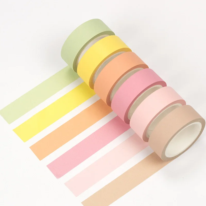 

12 color Rainbow color paper washi tape 15mm*8m Pure masking tapes for diary book decoration scrapbooking Stationery E6583