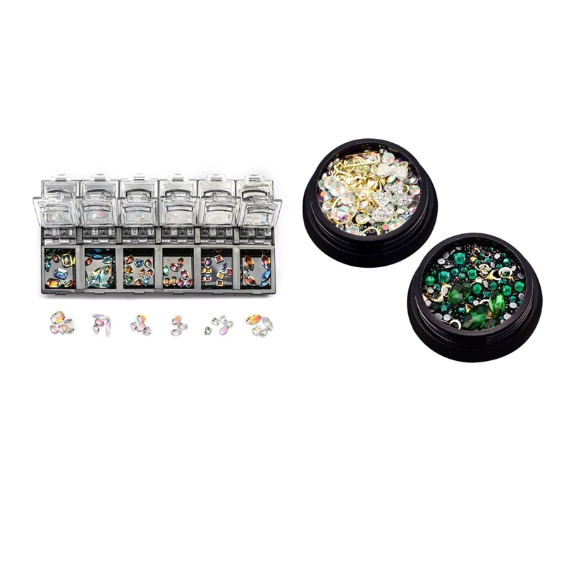 2 коробки 3D украшения для ногтей красочные Смешанные акриловые наконечники