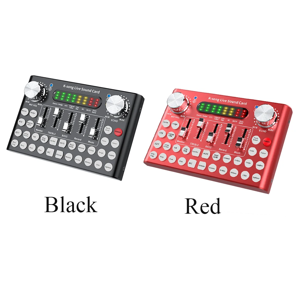 

F8 Intelligent Bluetooth Broadcast Changing Cable Karaoke Aluminium Alloy Sound Card Set Digital Universal Audio Mixer Live