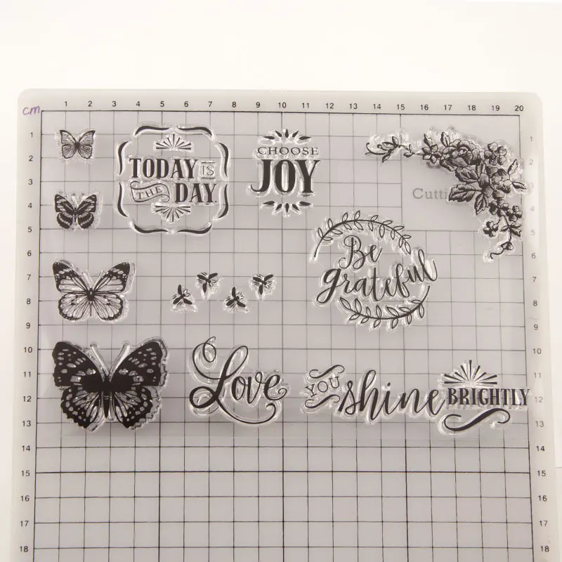 

Clear Stamps Flower Butterfly Transparent Rubber Stamps Silicone Scrapbooking for Card Making Album Craft Decoration Stamps 2019