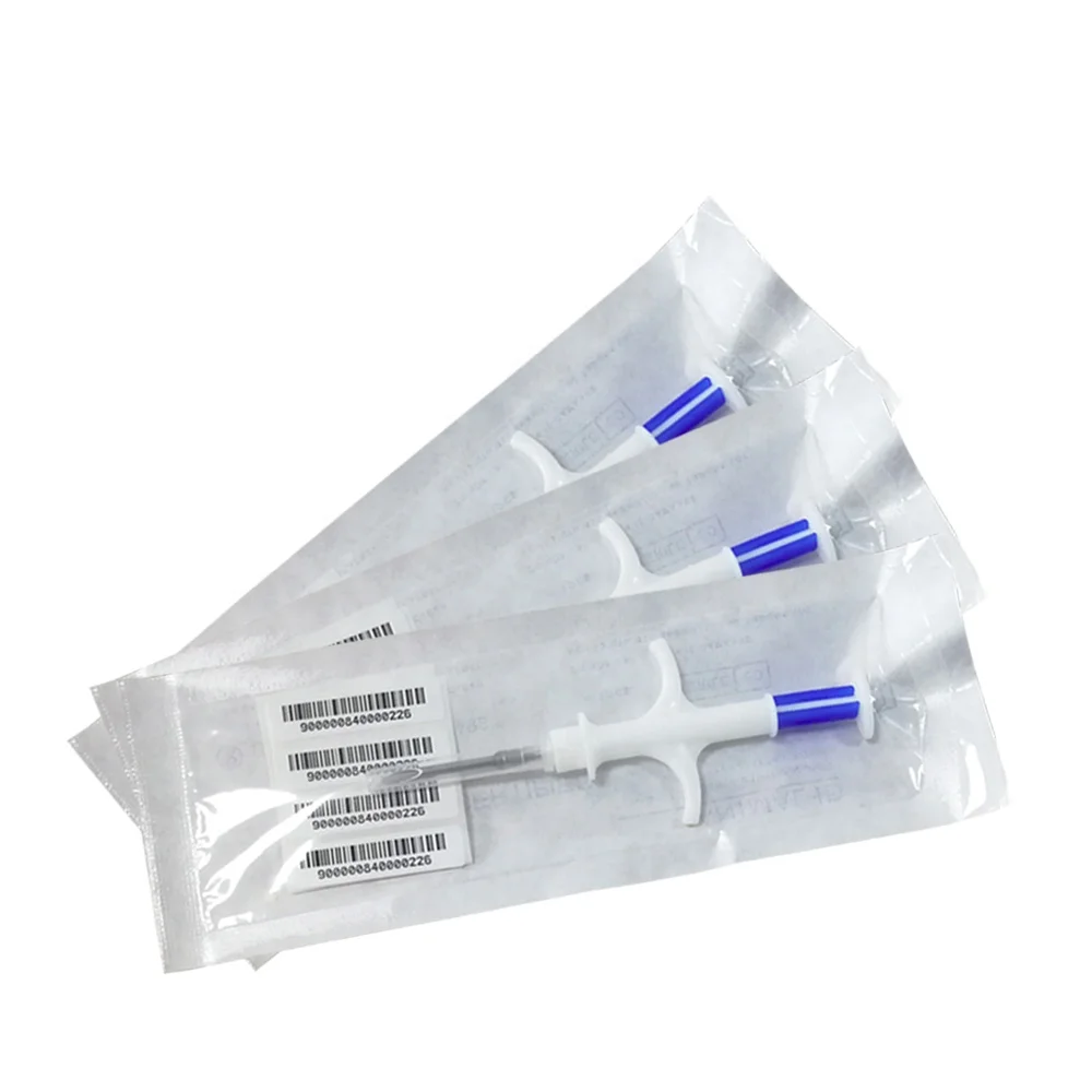 10pcs/lot 1.4X8mm 134.2KHz FDX-B Embedded Pet Microchips with Syringe for animal pig Cow Cattle Pig Horse Dog Cat Identification |