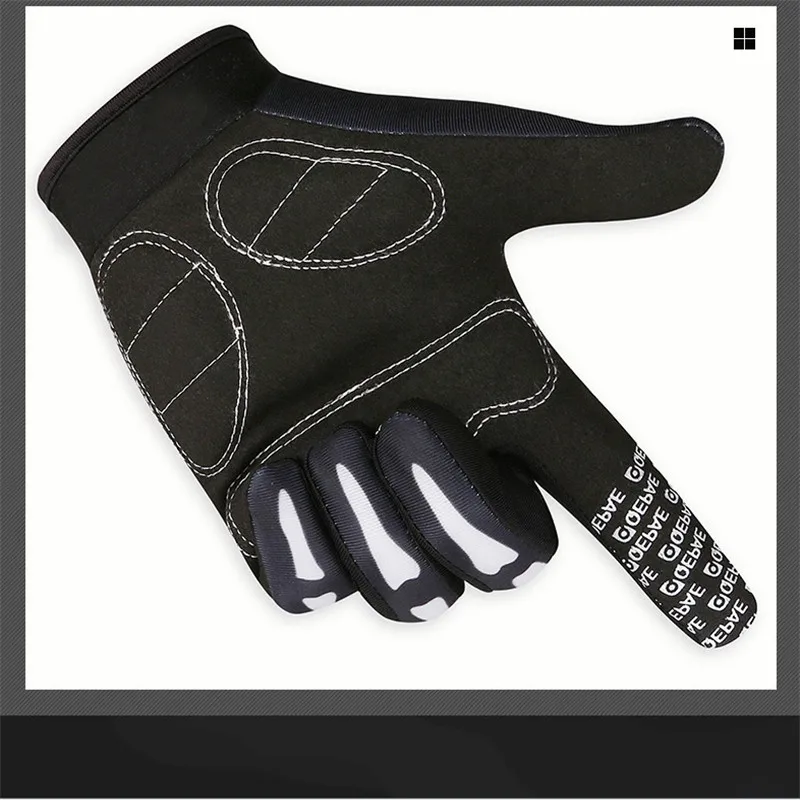 

Men Bike Gloves Skull Bicycle Full Finger Gloves GEL Pad Shockproof Cycling Gloves Male MTB Bike Gloves -40
