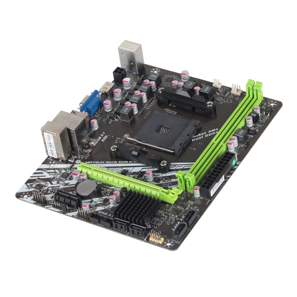 MAXSUN am4 Challenger a320m-vh R2.0 AMD Материнская плата mATX двухканальная DDR4 1000M LAN SATA3.0 USB3.1 VGA HDMI 5 фазный mainb