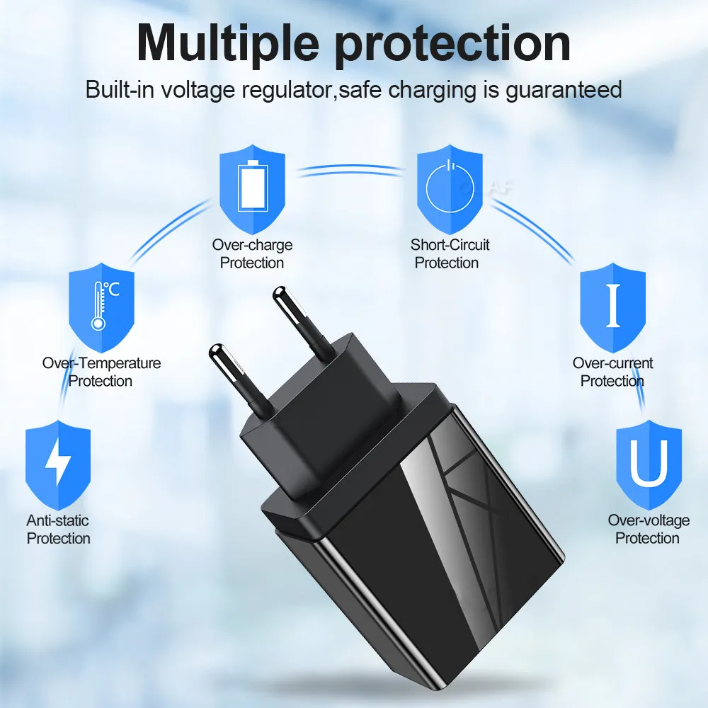 3 USB зарядное устройство для iPhone huawei Xiaomi samsung Быстрая зарядка 3A ЕС Великобритания