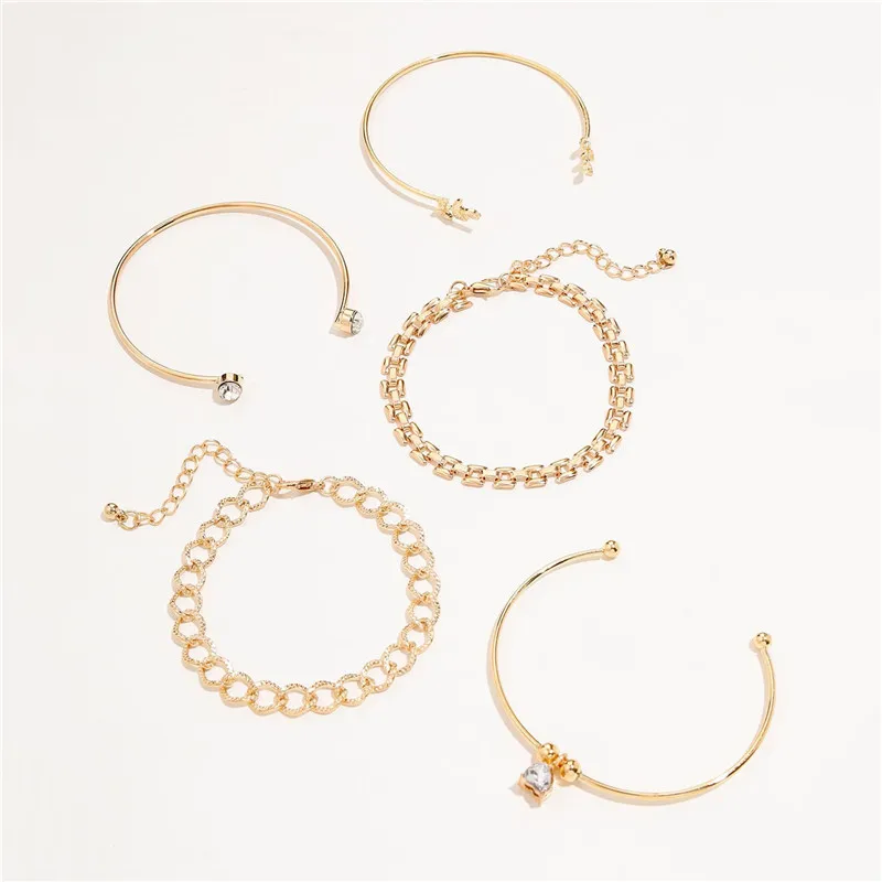 LETAPI Rhinestone Geometric Chain Bracelets Set for Women Bohemia Multilayer Heart Leaf Charm Bangles Fashion Party Jewelry Gift | Украшения