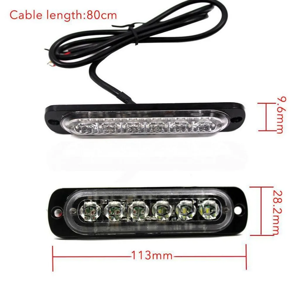 

White Ultra Slim 6-LED Strobe Light 18W 6-LED 4pcs Bar Flashing S Mount