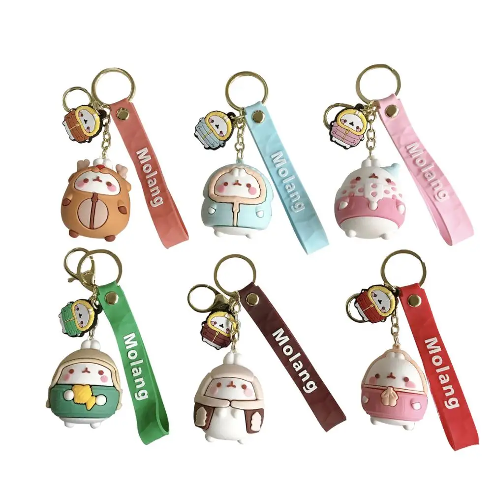 

Molang Rabbit Korean Cartoon Keychains Cartoon Cute Lovely Bunny Car Key Chains Women Bag Pendant Keyrings 2020