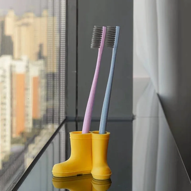 

Creative Toothbrush Holder Mini Rain Shoes Cartoon Cute Silicone Rain Boots Holder Toothbrush Stand Pencil Pen Organize Tools