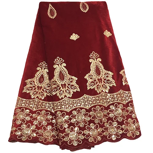 Wine red Королевская Синяя желтая фиолетовая винно-красная кружевная ткань высокого качества африканская кружевная ткань с блестками Новые поступления бархатная кружевная ткань - Цвет: Wine red
